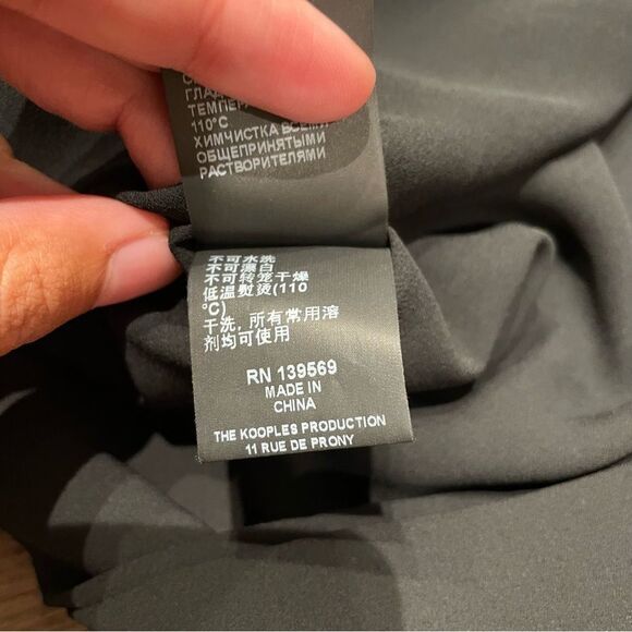 THE KOOPLES- Black Crepe Sheath Dress Vegan Leather Trim Rivets Size XS - Picture 8 of 8